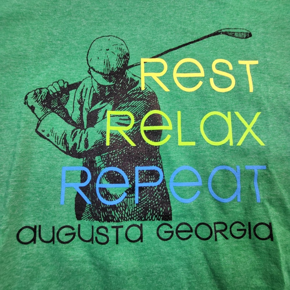 Rest, Relax, Repeat Augusta Georgia Golf T-shirt Green Men's Large